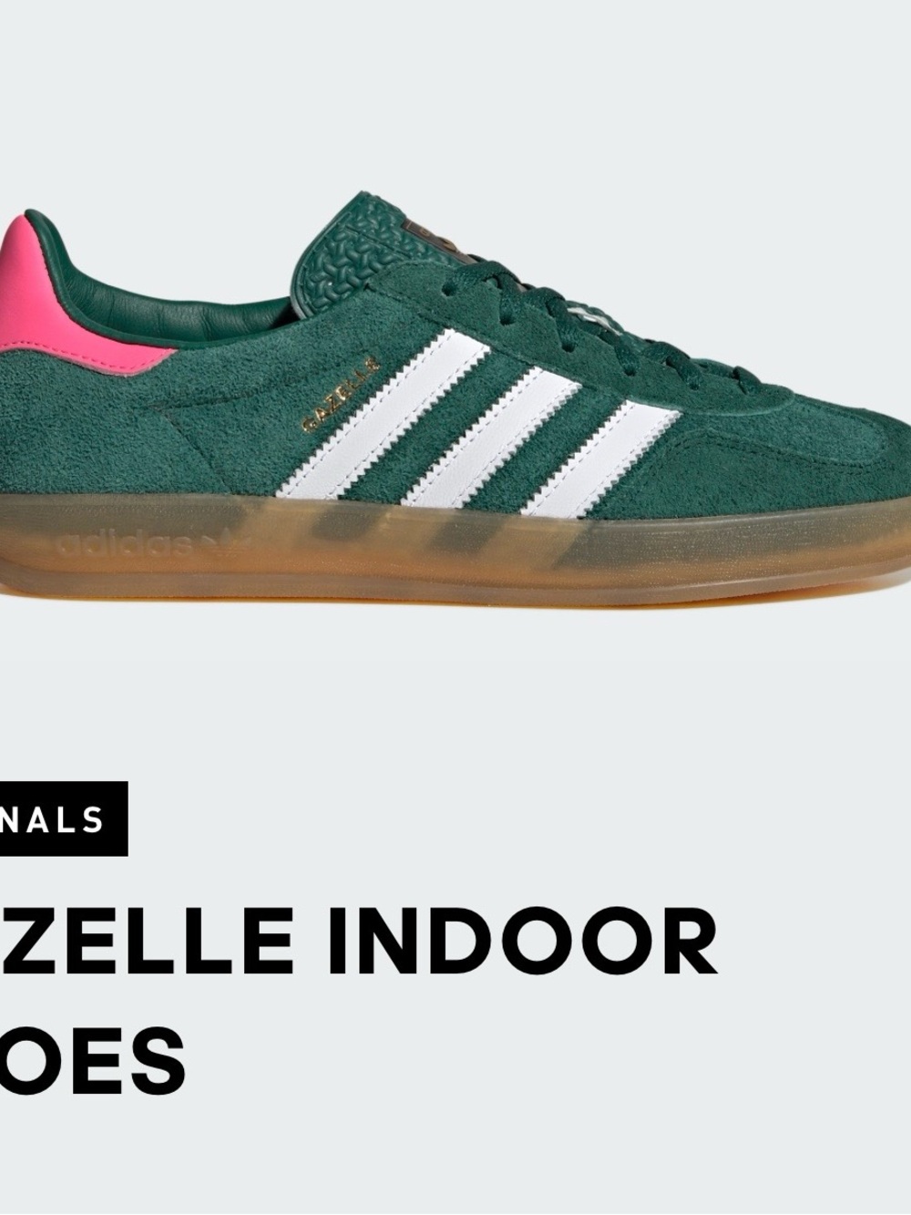 adidas Gazelle Indoor Suede Sneaker in Green, White & Pink